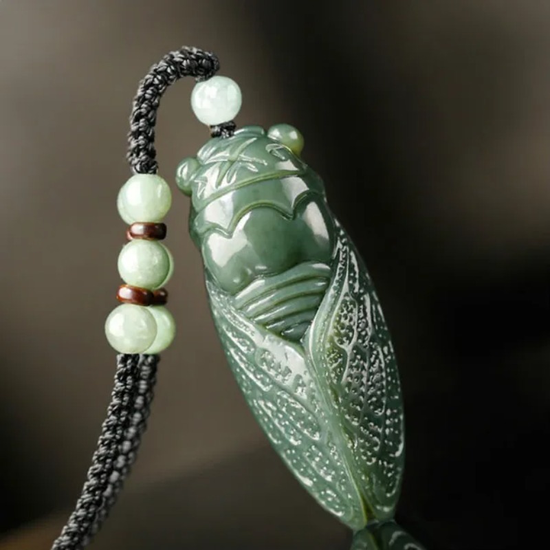 Men Accessories To Gift - Natural Hetian Jade Cicada Pendant Beads