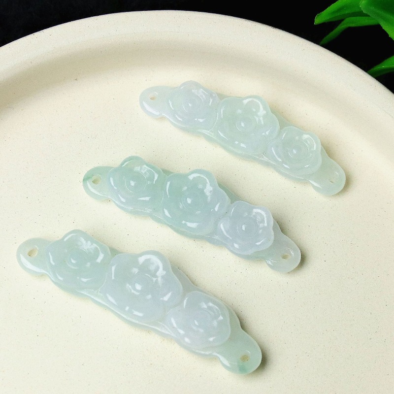 Men Accessories To Gift - 1pc Natural Jadeite Emerald Flower Hand
