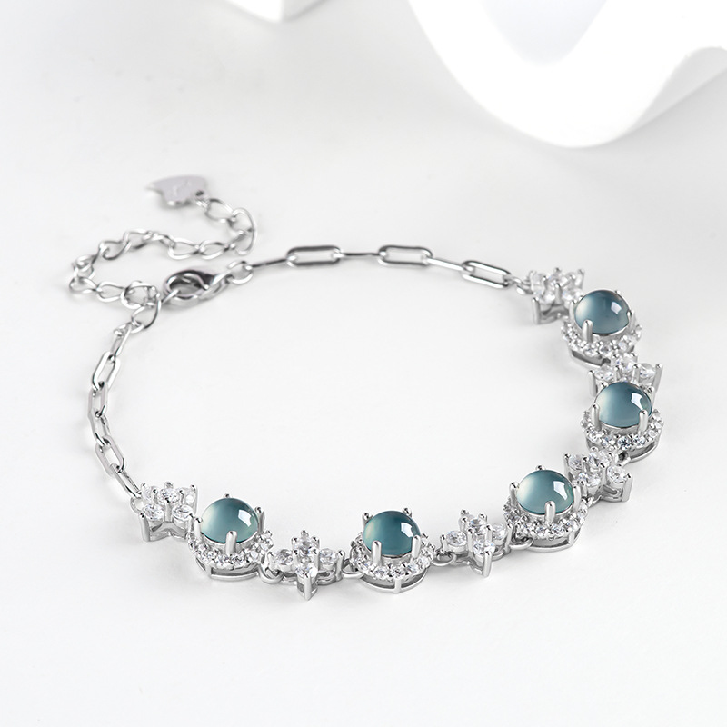 Men Accessories To Gift - Blue Myanmar Jadeite Bracelet Natural Burmese