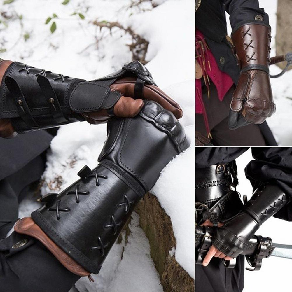 Medieval Men'S Accessories - Medieval Samurai Leather Armor Bracer Long