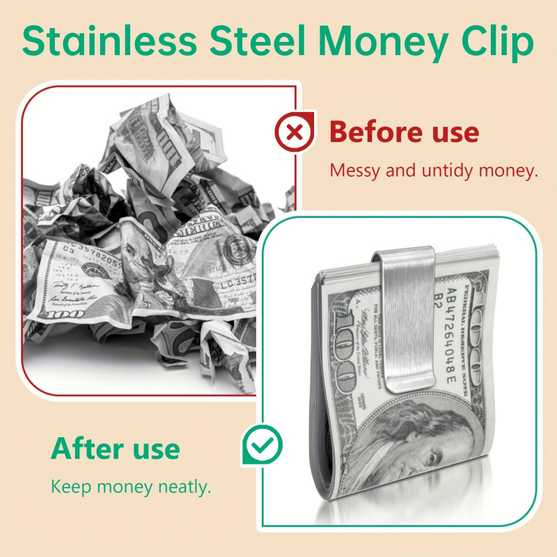20PCS Stainless Steel Silver S - Money Clip Slim recension och pris