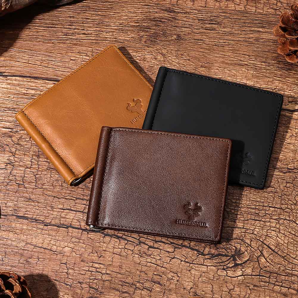 Genuine Leather Mens Slim Wall - Money Clip Slim recension och pris