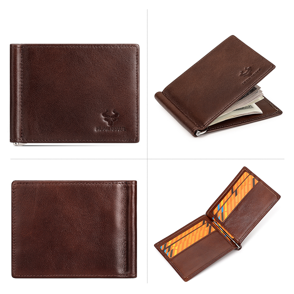 Genuine Leather Mens Slim Wall - Money Clip Slim recension och pris