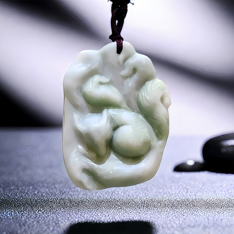 Natural Real Jade Fox Pendant  - Men Accessories To Gift recension och pris